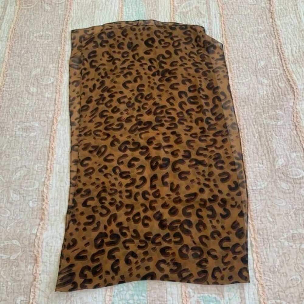 Leopard Print Big Scarf 53”x15” No Tag Rare Used